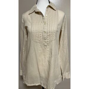 Banana Republic 100% cotton pleated shirt in cream. Size XS.